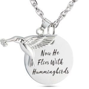 14k Now Fly With Hummingbirds Necklace Memorial Urn for Loved Ones